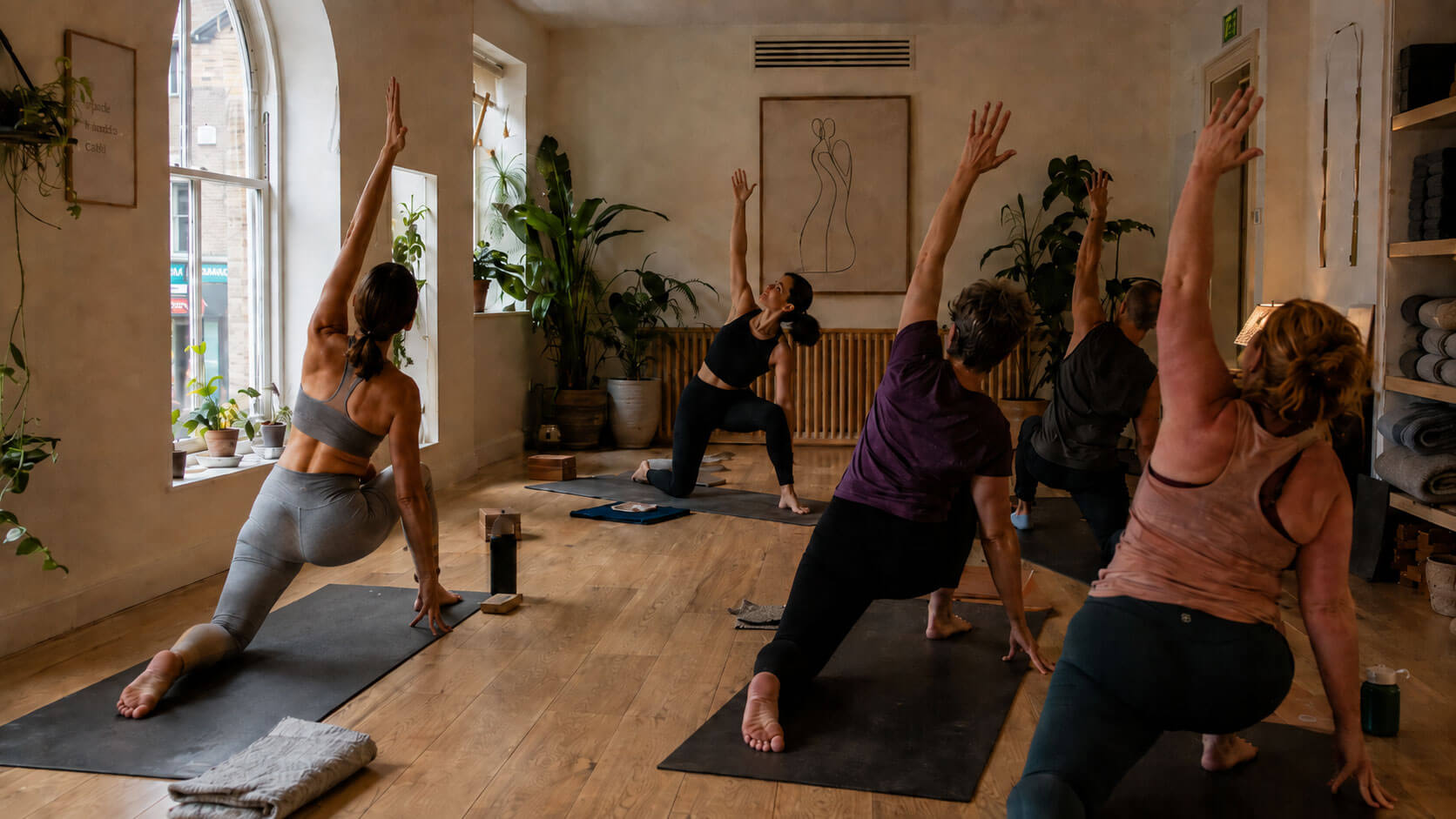 Group fitness class in an independent studio